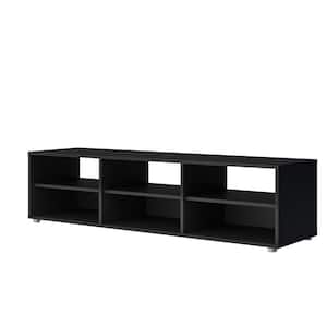 Media 58 in. Black Matte TV Stand with 6-Shelves Holds TV's up to 55 in. with Cable Management