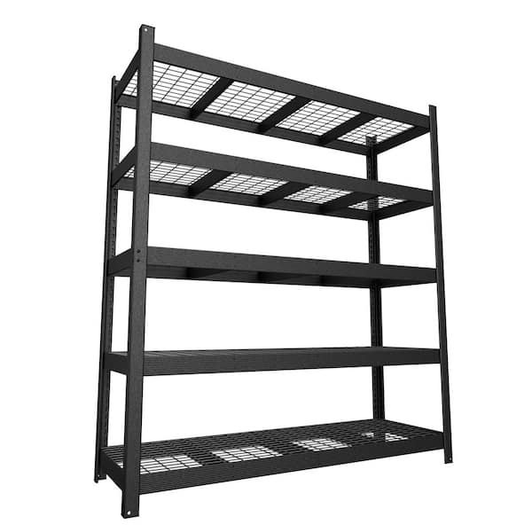 5-Shelf Heavy Duty Metal Garage Storage Shelving Unit in Black (84 in. H x 72 in. W x 24 in.D)
