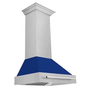 30 in. 400 CFM Ducted Vent Wall Mount Range Hood with Blue Gloss Shell in Fingerprint Resistant Stainless Steel