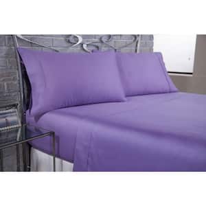 4-Piece Lilac Solid 500TC Cotton Blend California King Sheet Set