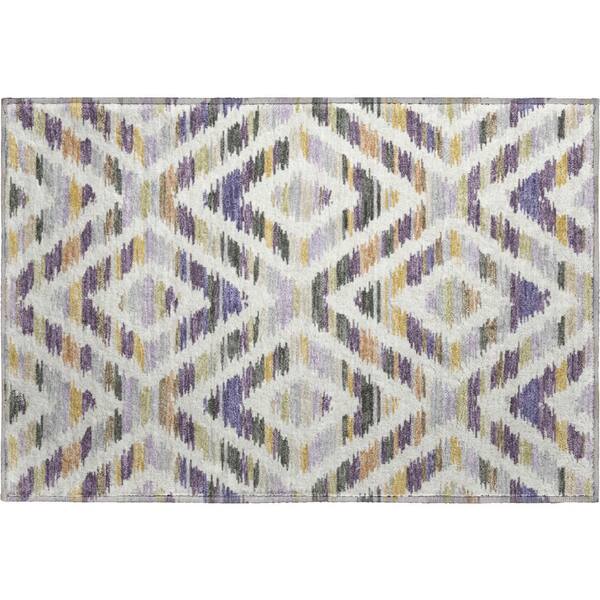 Mayfield Premium Machine Washable Abstract AMF2453 Purple 2 ft. x 3 ft. Accent Rug