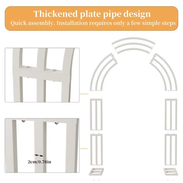 AESOME - 102.3 in. x 78.7 in. Elegant Arch Arbor White Metal Garden Party Wedding Decoration for Climbing Plants Flowers