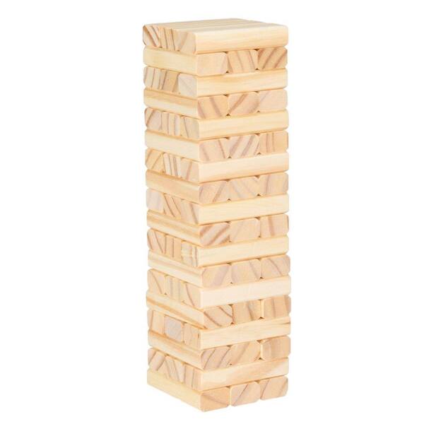 Hey! Play! 10.5 in. Tabletop Wooden Wobble Stacking Game