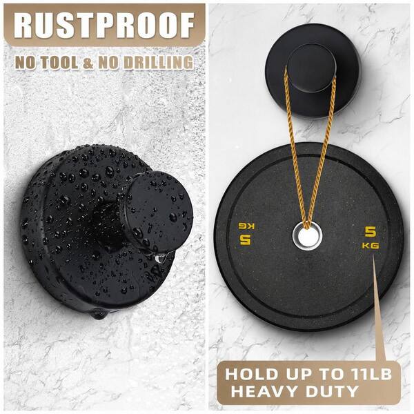 KHKFY Matte Black Suction Cup Shower Hooks, No-Drill Towel and