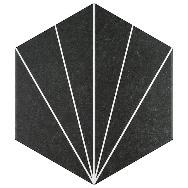 Merola Tile Aster Hex Nero 8-5/8 in. x 9-7/8 in. Porcelain Floor and Wall Tile (11.5 sq. ft./Case)