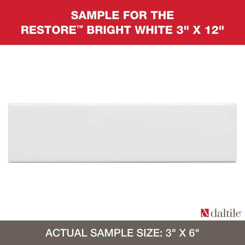 Restore 3 in. x 12 in. Ceramic Bright White Subway Tile Sample