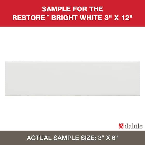 Daltile Restore 3 in. x 12 in. Ceramic Bright White Subway Tile Sample