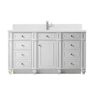 Bristol 60.0 in. W x 23.5 in. D x 34.0 in. H Bathroom Vanity in Bright White with White Zeus Silestone Quartz Top