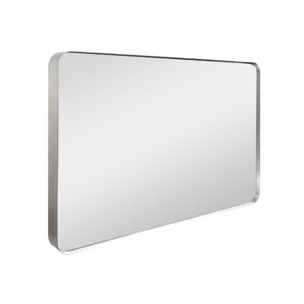 36 in. W x 30 in. H Large Rounded Corner Rectangular Aluminium Framed Wall  Bathroom Vanity Mirror in Silver Jmirror02 - The Home Depot