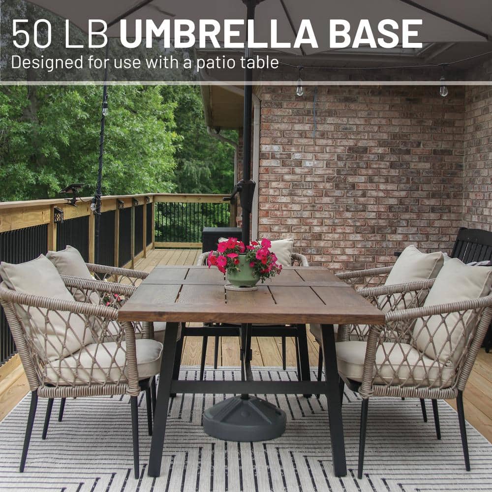 Grey UV-Stabilized Polymer Fillable Patio Umbrella Base