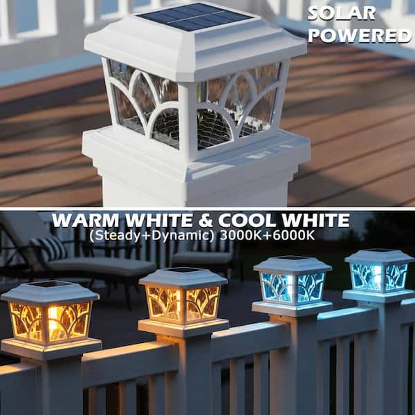 6-Pack Upgraded Solar Post Cap Lights – 3-Color Selectable (Warm White/Cool White/Daylight), Waterproof Downward Lighting For 4x4 Wood Or Vinyl Fence Posts