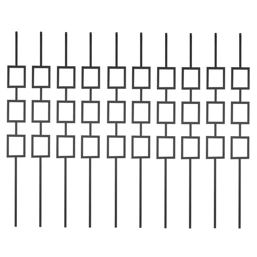 44 in. Wrought Iron Triple Rectangle Hollow Decorative Metal Balusters for Decks, (10-Pack) price history on PriceWatchPro