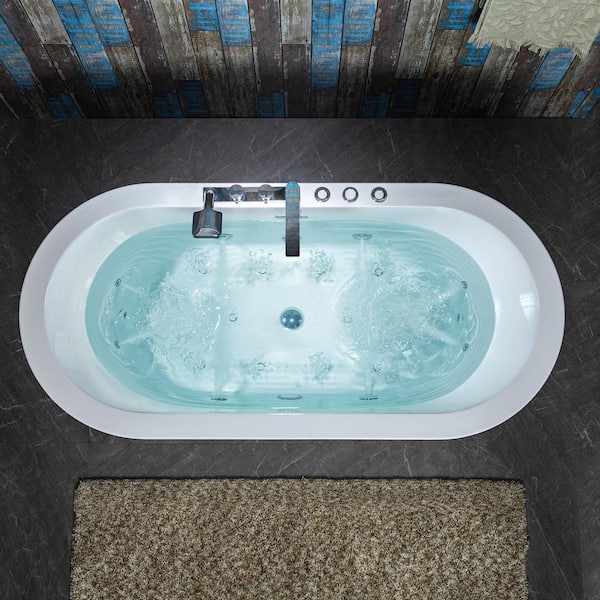 67 in. Corner Jetted Bathtub with Hot Bath & Bubbles Massage, 110v, 9