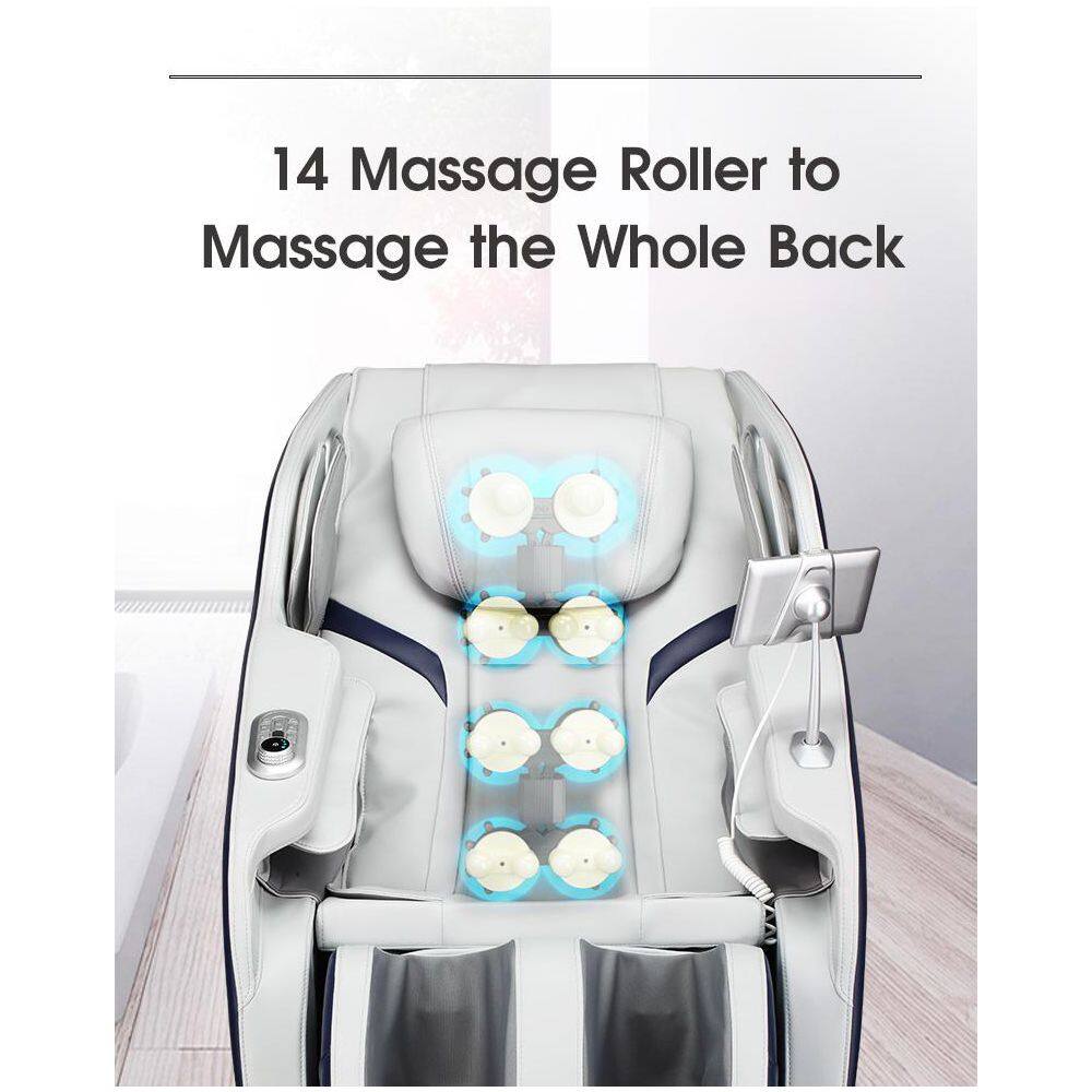 Black and Gray Faux Leather Full Body Massage Chair with Heating and USB Port