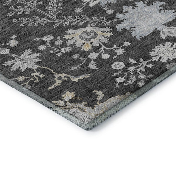Mayfield Premium Machine Washable Abstract AMF1156 Charcoal 2 ft. 3 in. x 7 ft. 6 in. Runner Rug