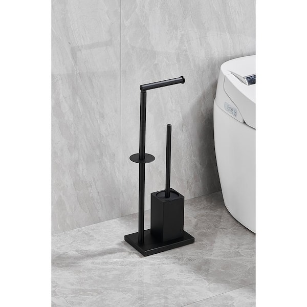 ACEHOOM Bathroom Freestanding Toilet Paper Holder Stand with Reserver in  Matte Black QHT-SZJ - The Home Depot