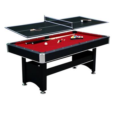 6 ft. Spartan Pool Table with Table Tennis Conversion Top in Black Finish