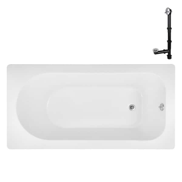 Streamline 60 in. x 32 in. Rectangular Acrylic Soaking Drop-In Bathtub, with Reversible Drain in Polished Chrome