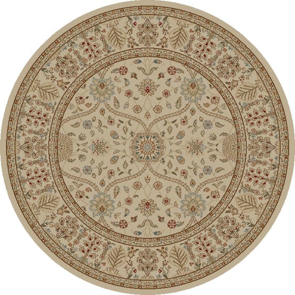 Concord Global Trading Jewel Voysey Ivory-Tonel 5 ft. Round Area Rug