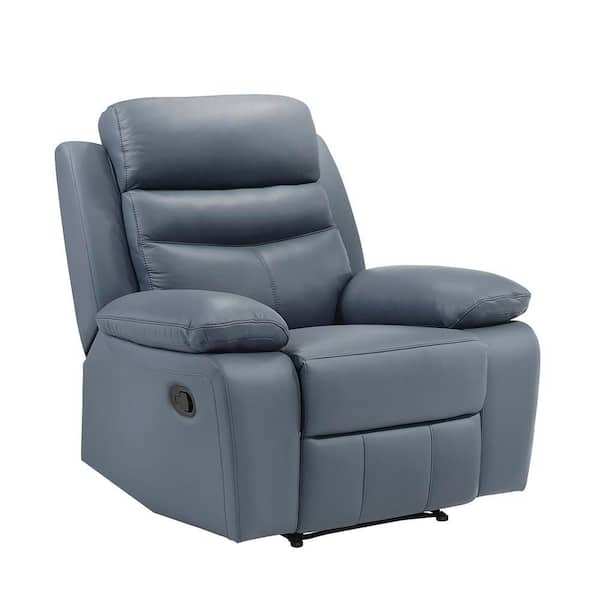 Edelia Blue Leather Manual Recliner