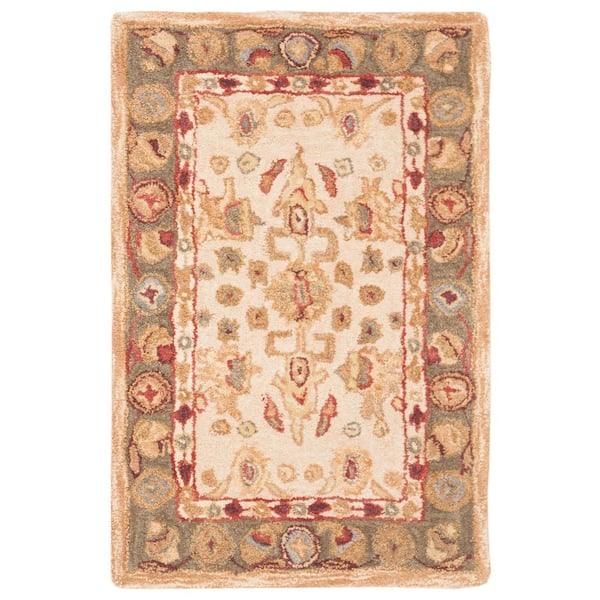 SAFAVIEH Anatolia Ivory Doormat 3 ft. x 5 ft. Border Distressed Geometric Area Rug