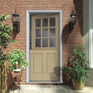 32 in. x 80 in. 9 Lite Unfinished Wood Prehung Right-Hand Inswing Dutch Back Door w/Primed AuraLast Jamb and Brickmold