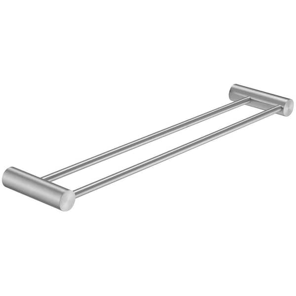 24 in. Modern Wall Mounted Double Bathroom Towel Bar Holder Rack Bath Accessories Hanger in Brushed Nickel