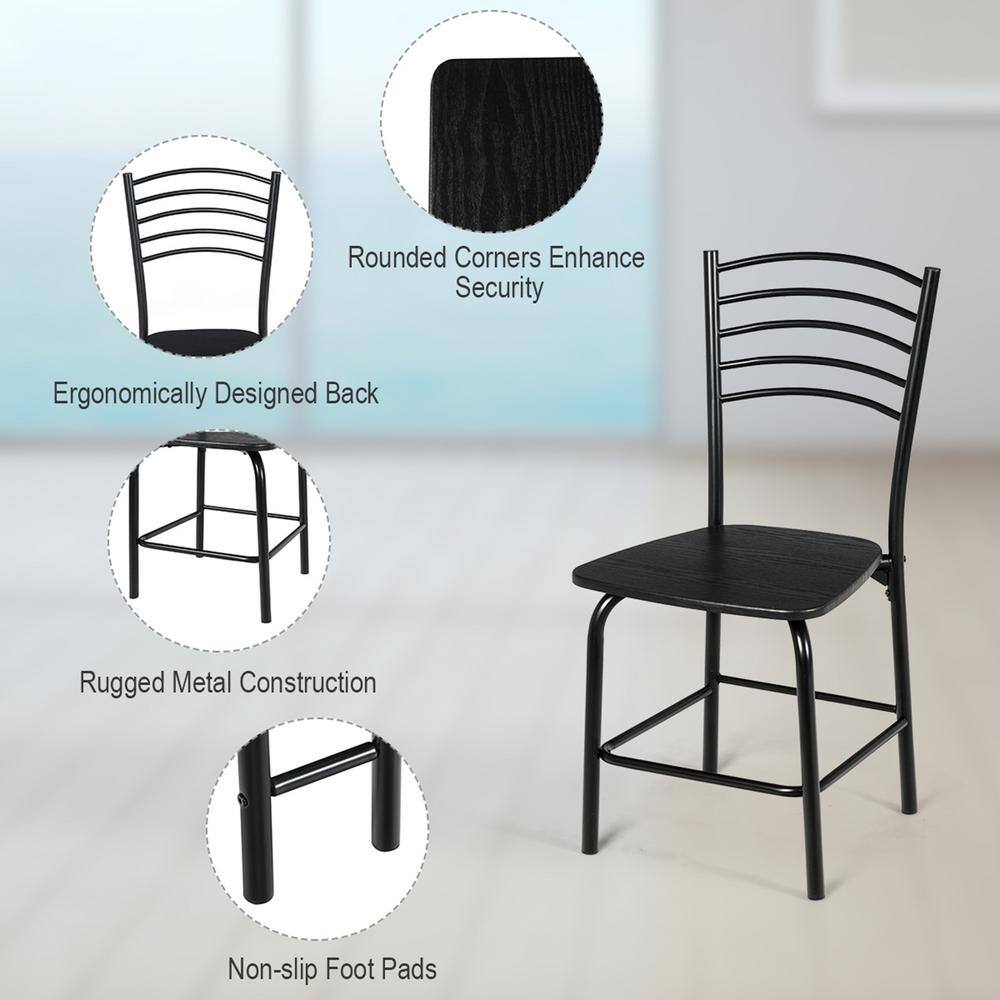 Black Metal and MDF 5-Piece Dining Set