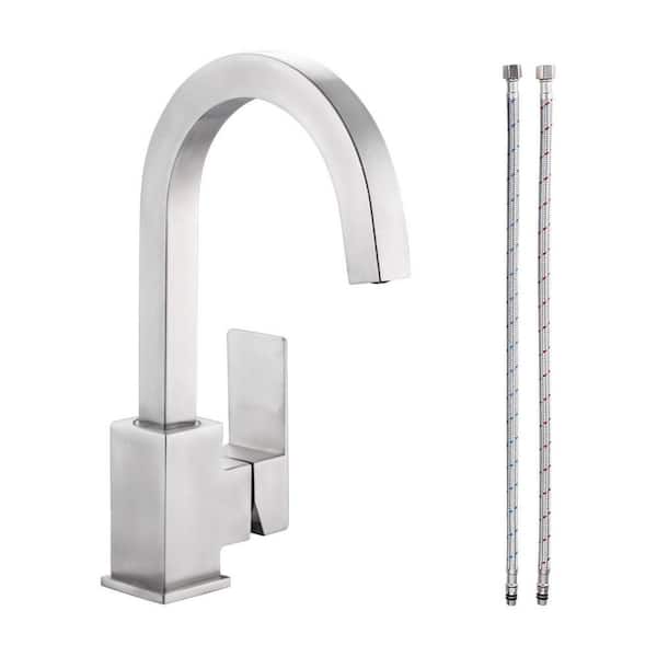 Single-Handle Stainless Steel Bar Faucet Deckplate Not Included in Brushed Nickel