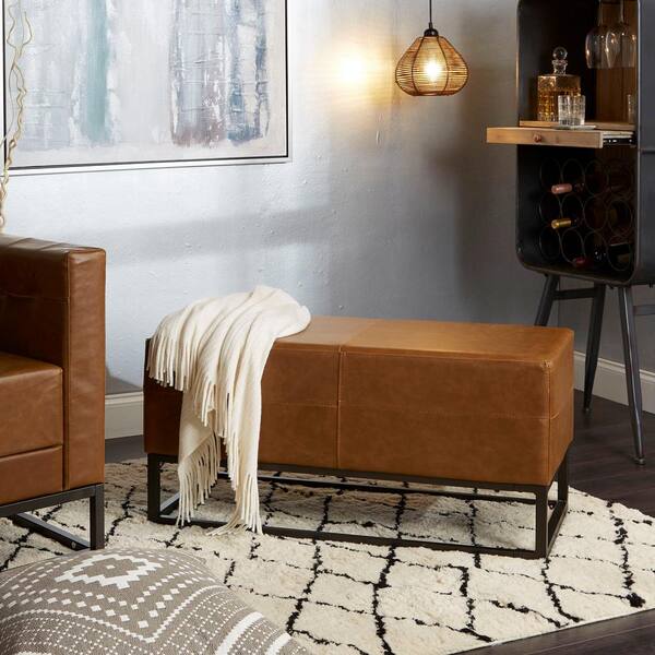 Silverwood Furniture Reimagined Jae Brown Upholstered Metal Bench
