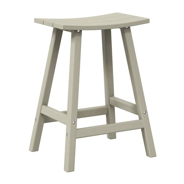 WESTIN OUTDOOR Franklin Sand 24 in. Poly HDPE Fade Resistant Outdoor Patio Saddle Seat Counter Height Bar Stool