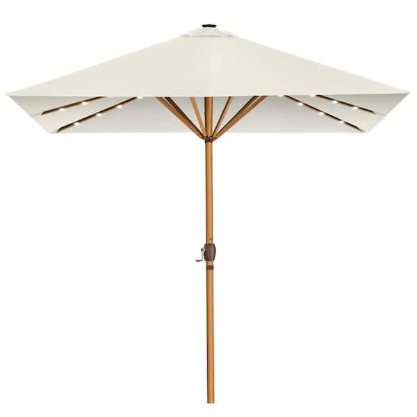 Unbranded 9 ft. Steel Market Solar Patio Umbrella in Ivory