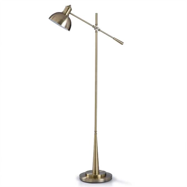 StyleCraft 56 in. Antique Brass Steel Metal Floor Lamp