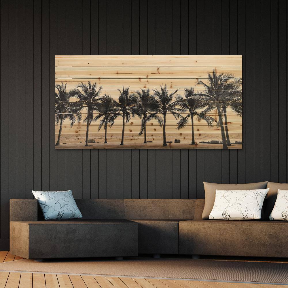Solitary Beach Black and Beige Solid Fir Wood Wall Art