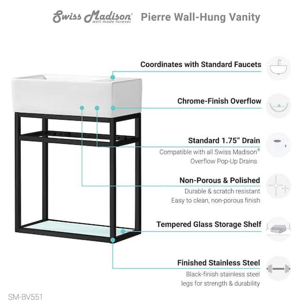 19.5 in. Pierre Bath Vanity with Vanity Top in Glossy White Basin