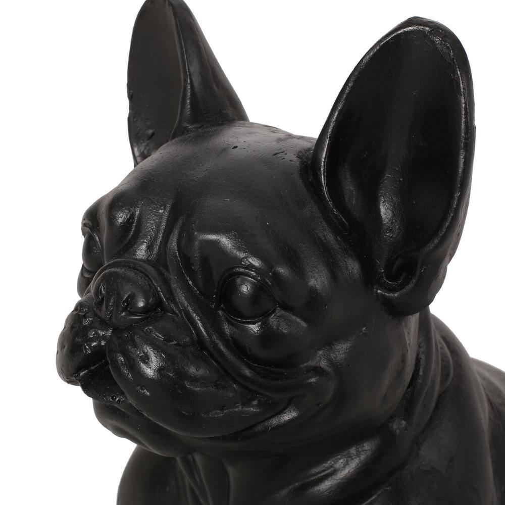 Matte Black Cast Stone French Bulldog Outdoor Garden Statue