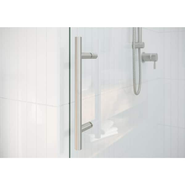 68 in. - 72 in. x 78 in. Frameless Sliding Shower Door in Brushed Nickel with Handle