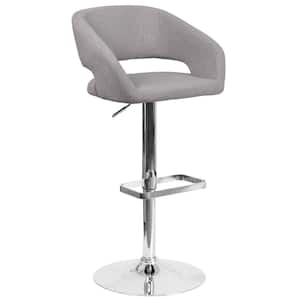 32 in. Adjustable Height Gray Cushioned Bar Stool