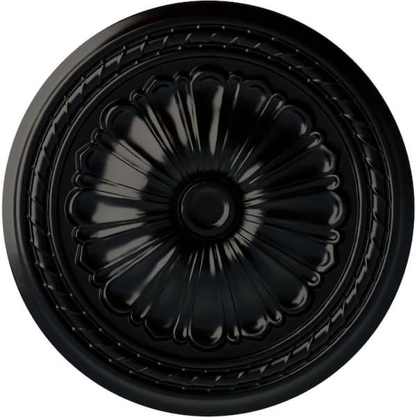 Ekena Millwork 20-1/2" x 1-7/8" Alexa Urethane Ceiling Medallion (Fits Canopies upto 2-7/8"), Hand-Painted Jet Black