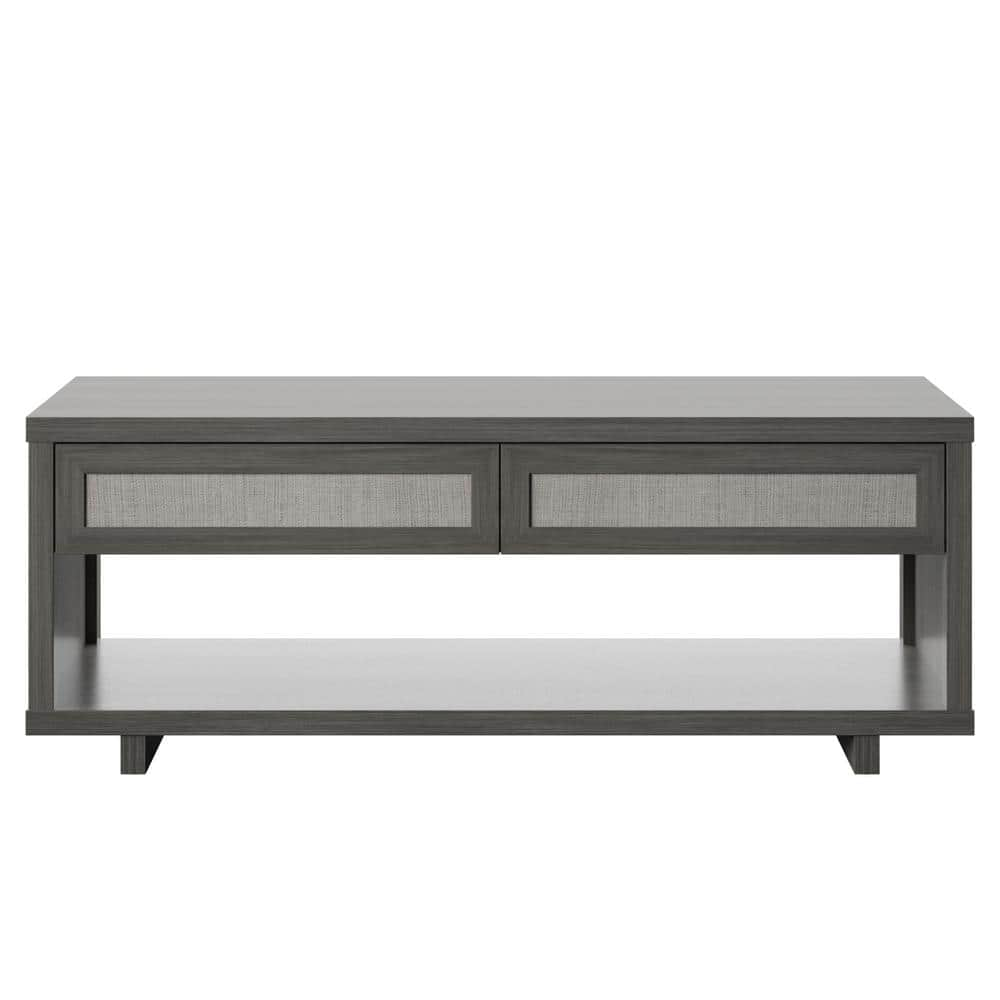 Twin Star Home 23.38 in. Crete Oak Rectangle MDF Coffee Table with Drawers