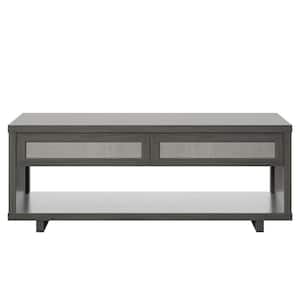 23.38 in. Crete Oak Rectangle MDF Coffee Table with Drawers
