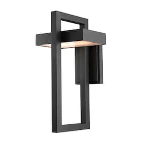 Luttrel Black Outdoor Hardwired Lantern Wall Sconce with Integrated LED