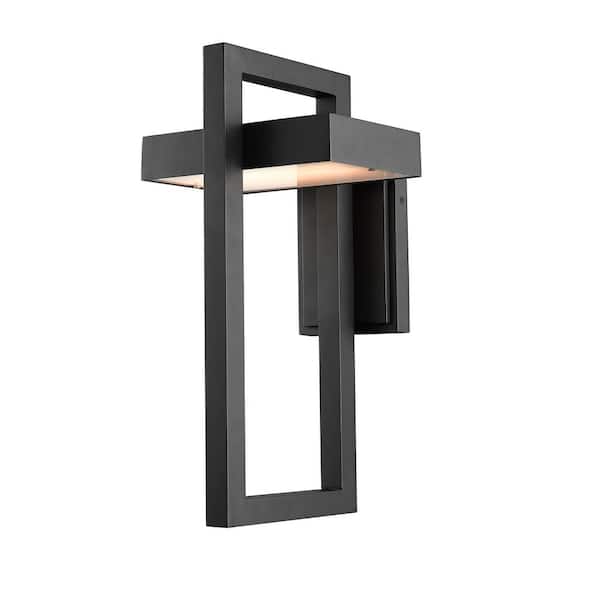 Unbranded Luttrel Black Outdoor Hardwired Lantern Wall Sconce with Integrated LED