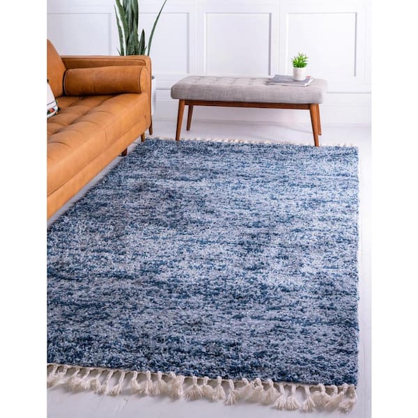 Hygge Shag Misty Blue 9 ft. x 12 ft. Area Rug