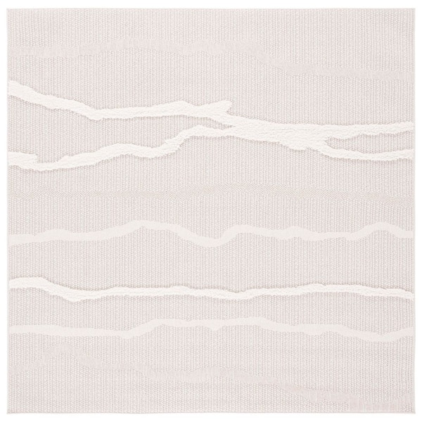 Trends 9 ft. x 9 ft. Square Beige/Ivory Cracked High-Low Area Rug