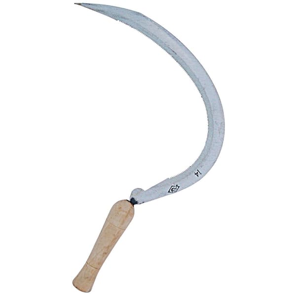 Unbranded Landscape Scythe with Serrated Curved Blade, 14 in.