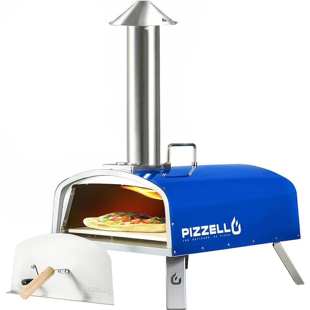 Portable Pellet Pizza Oven Outdoor Pizza Ovens Wood Fired Pizza Oven Included Pizza Stone, Pizza Peel, 16 in. Blue
