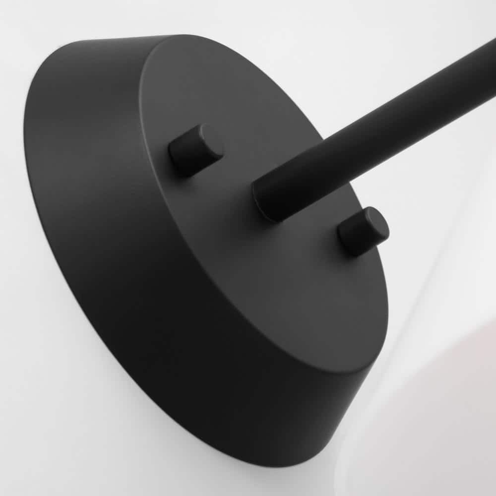 Midnight Black 1-Light Sconce with Etched Glass Shade
