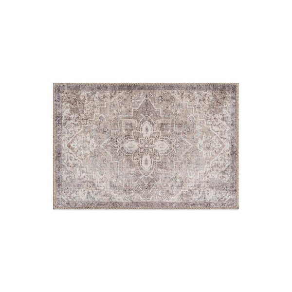 Savina Traditional Machine Washable Area Rug Beige 2 ft. x 3 ft. Area Rug