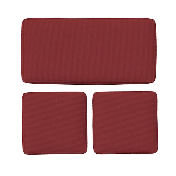 36 in. x 18 in. (3-Piece) Outdoor Patio Replacement Seat Cushions Fit for Loveseat Lounge Chair Furniture Burgundy Red